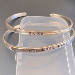 2 Sterling Silver Cuff Bracelets Live Love Laugh & XOXO Georgianna Koulianos